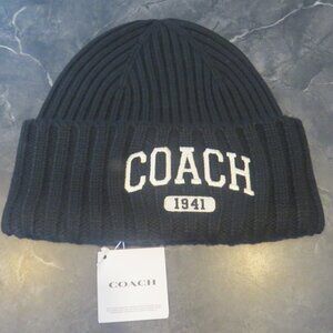 Coach Black 1941 Ribbed Knit Beanie – New With Tags – One Size (B2)